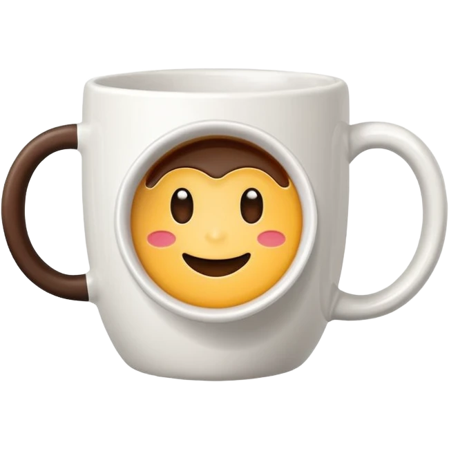 white aesthetic mug with coffee emoji