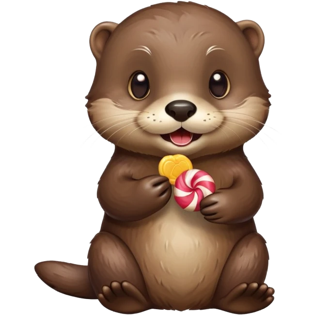 Otter holding candy emoji