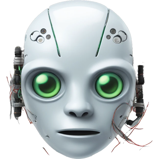 Alien robot head with wires and circuits emoji
