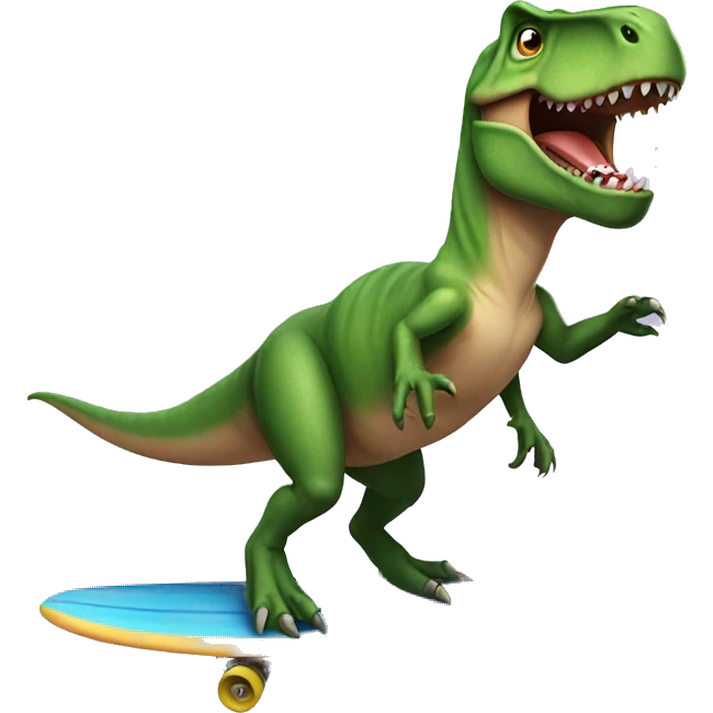 T-rex with tutu surfing emoji