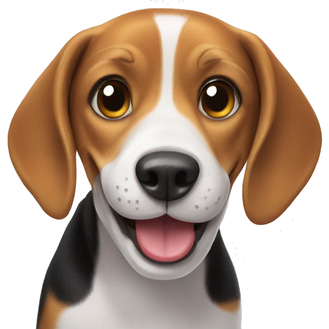 Beagle smiling with teef emoji