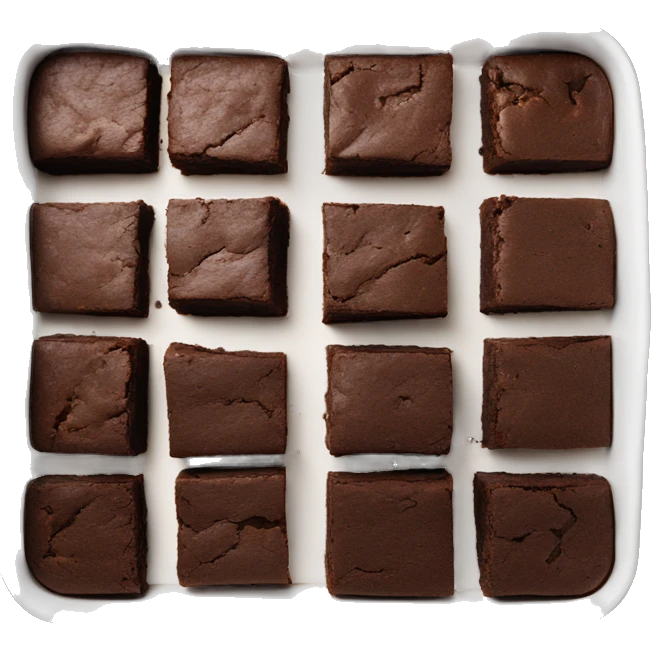 Cut brownies in a white baking dish emoji