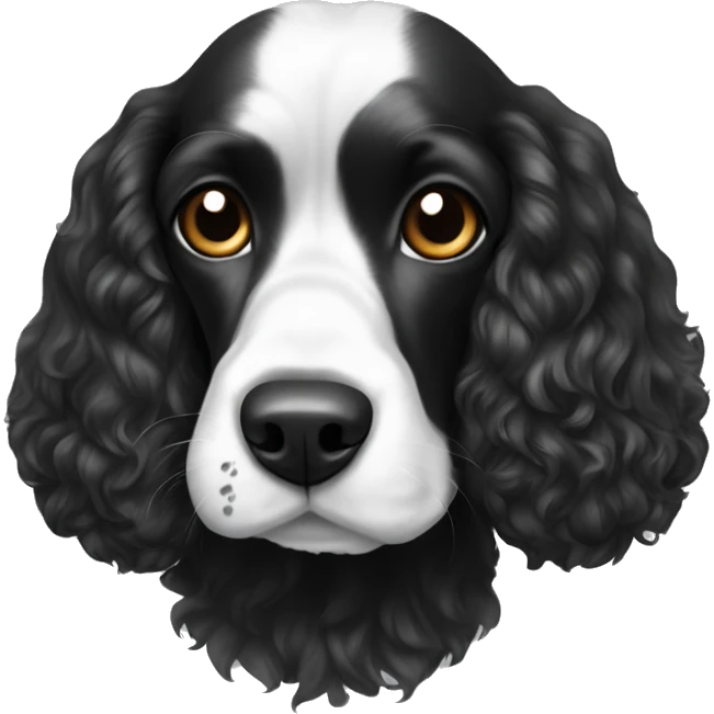 black and white cocker spaniel with nose spots emoji