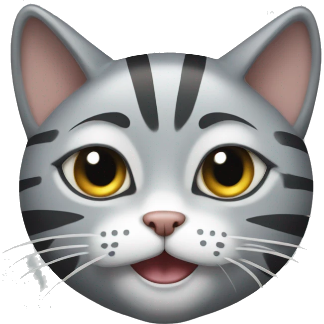 Gray striped cat winking an eye emoji
