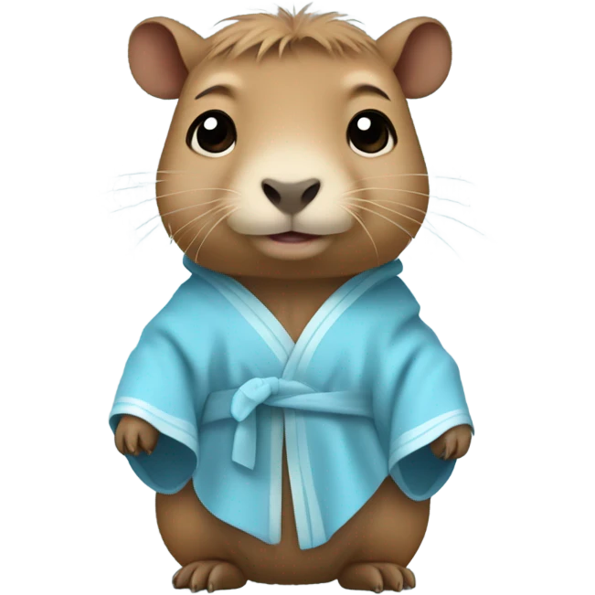 baby capybara in light blue robe full body emoji
