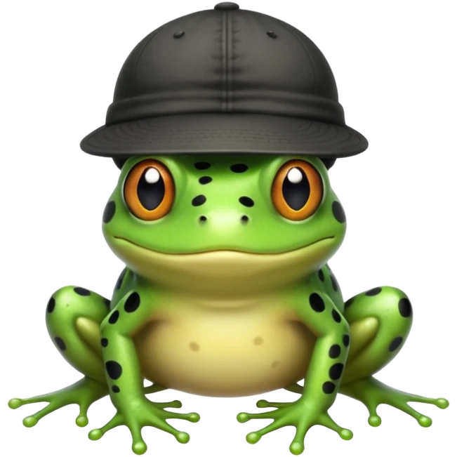Лягушка с черными пятнами в кепке emoji