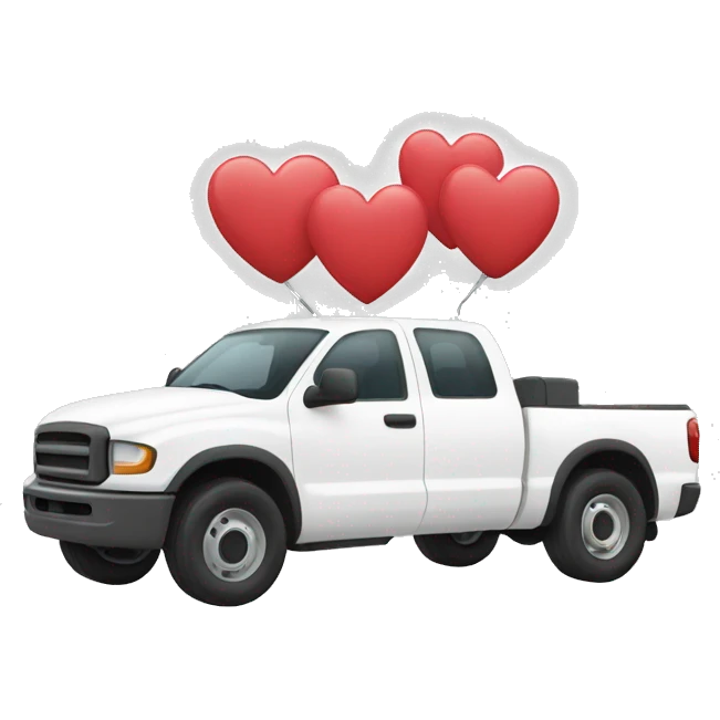 White truck with hearts emoji