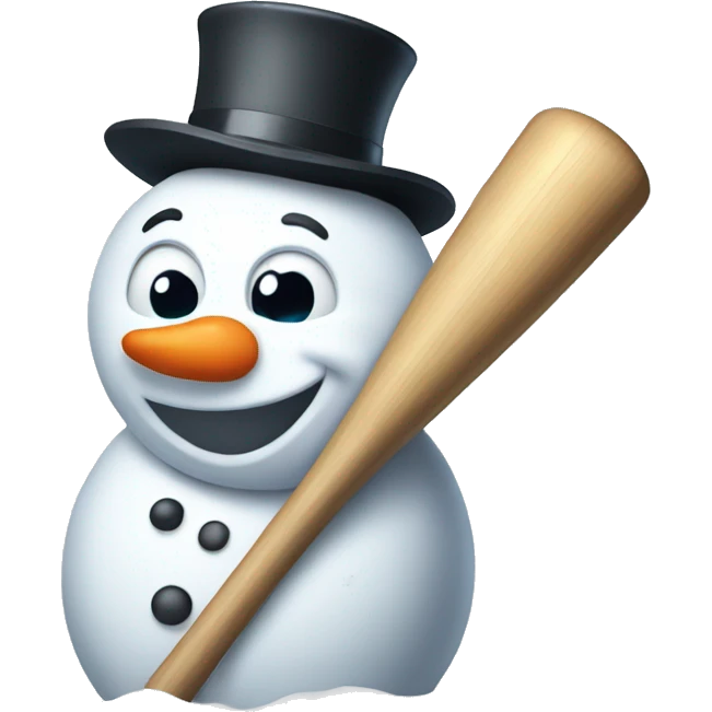 happy snowman holding baseball bat emoji