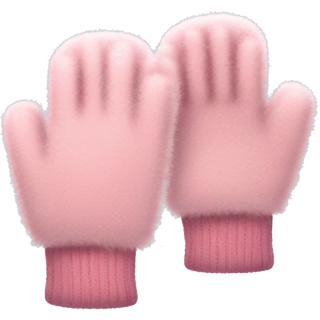 light Pink winter gloves that are fuzzy emoji