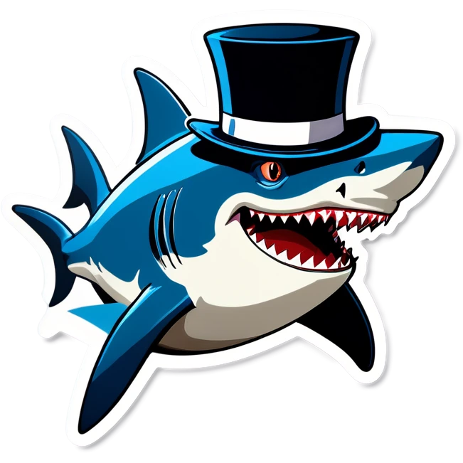 Shark with a top hat emoji
