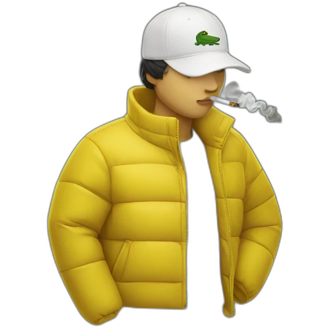 smoker with lacoste yellow puffer emoji