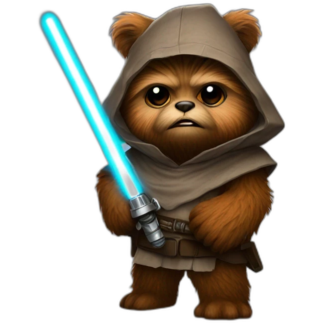 Ewok with lightsaber emoji