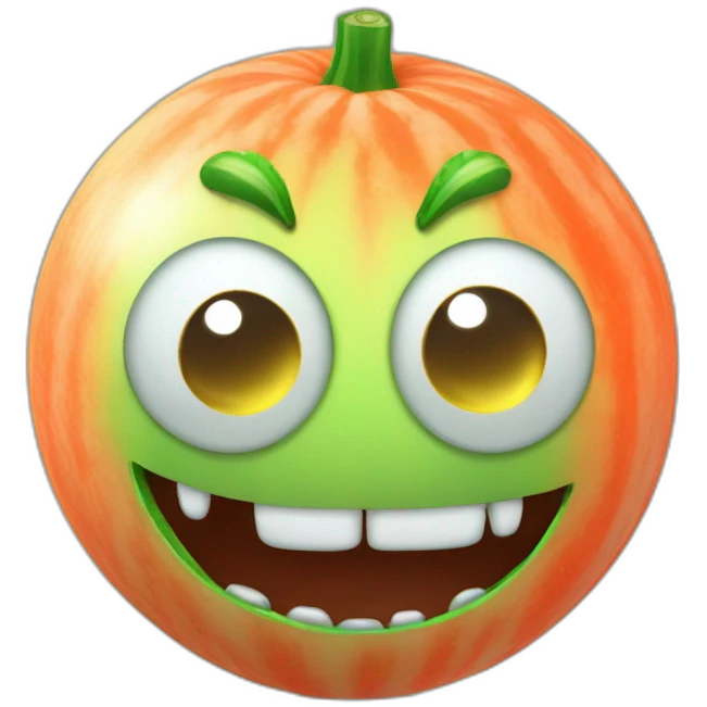 3d sphere with a cartoon beautiful melon Slime skin texture with beautiful eyes emoji