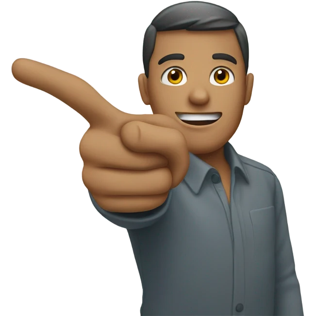 A person pointing at the screen emoji