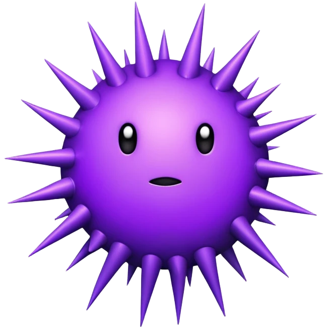 purple circular virus with protruding spikes clean minimal style emoji