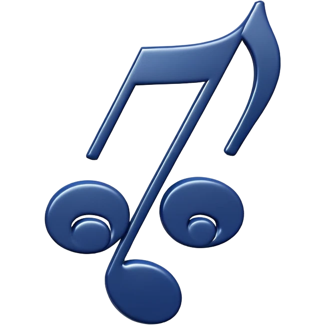 3D navy musical note, glossy, floating emoji