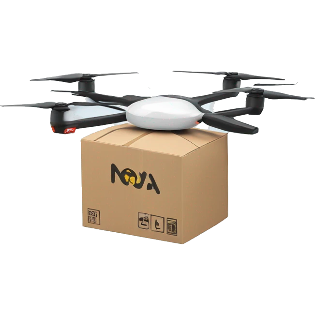 Delivery drone with a delivery box logo Nova Post  emoji