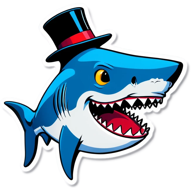 Shark with a top hat emoji