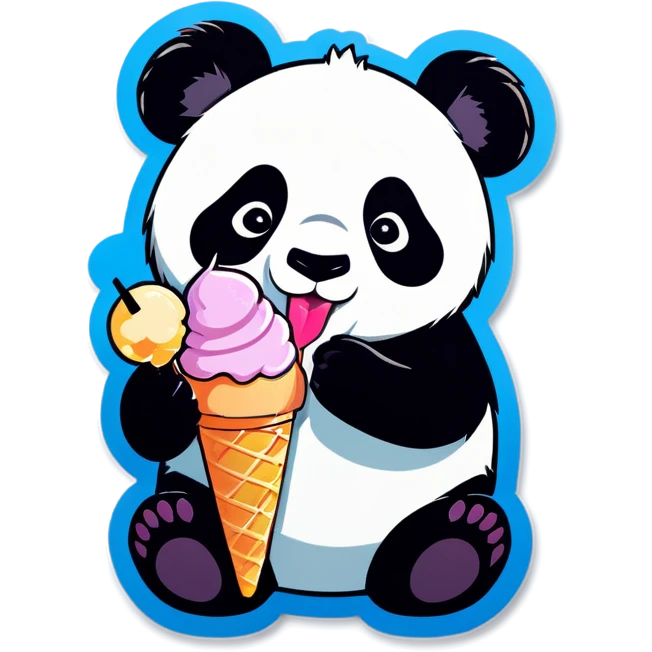 Panda eating ice cream emoji