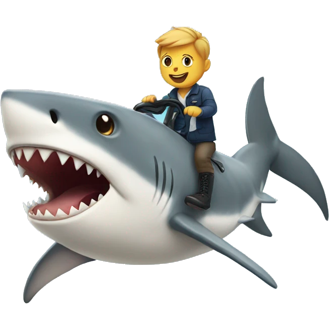 Cat riding a shark emoji