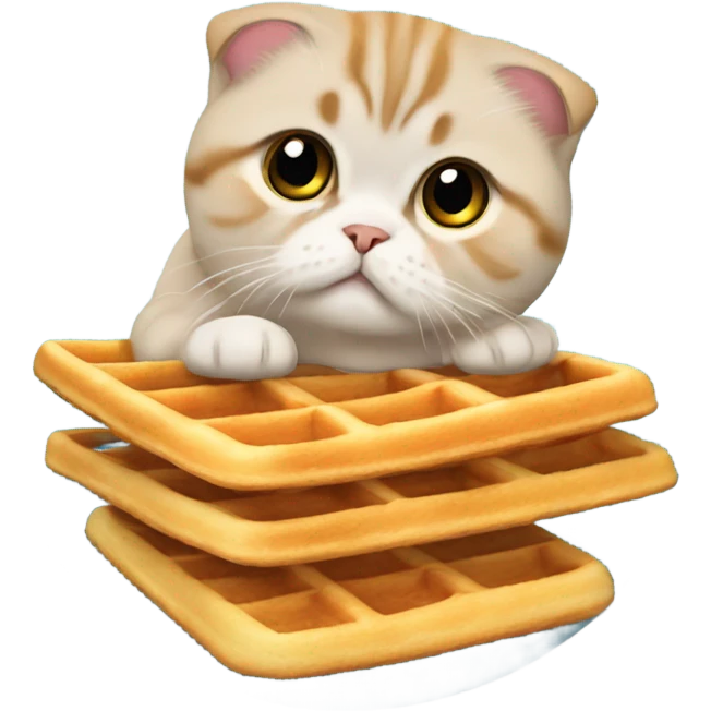 Scottish fold on a waffle emoji