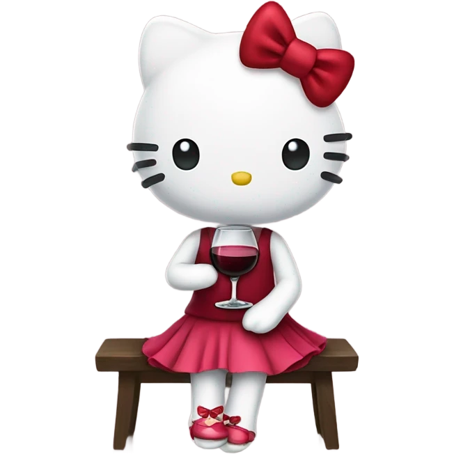 Hello Kitty drinking red wine emoji