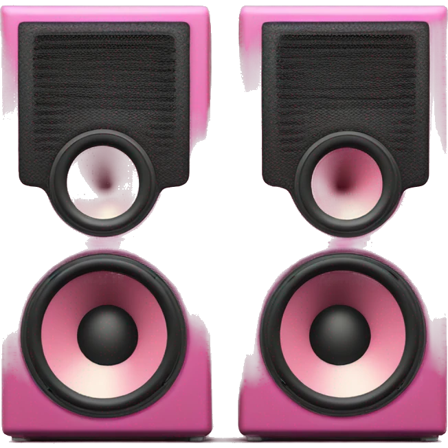 a pair of pink studio monitors with 2 woofers on each one  emoji