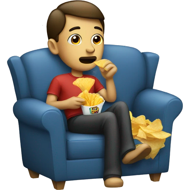a person eating chips in his sofa emoji