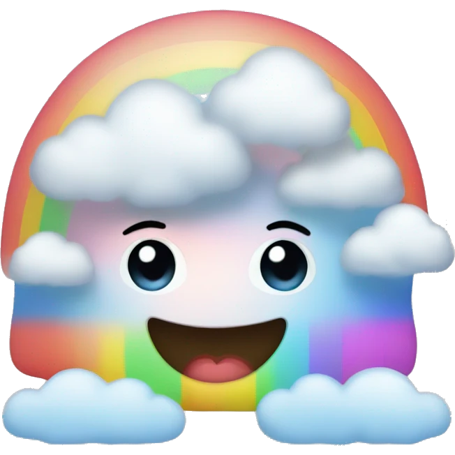 Blushing rainbow with clouds  emoji