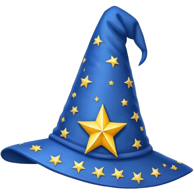 blue wizard hat with star yellow pattern emoji