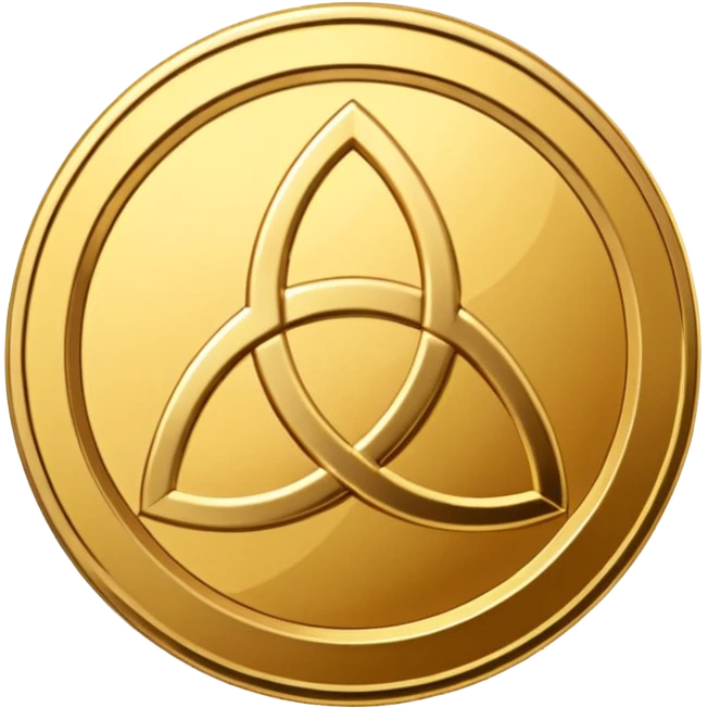 Gold coin with a triquetra on it emoji