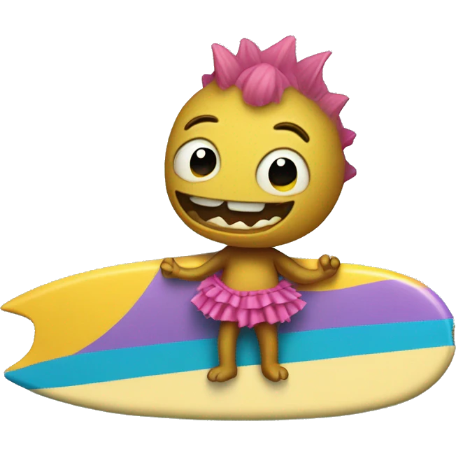 dinasour in a tutu on a surfboard emoji