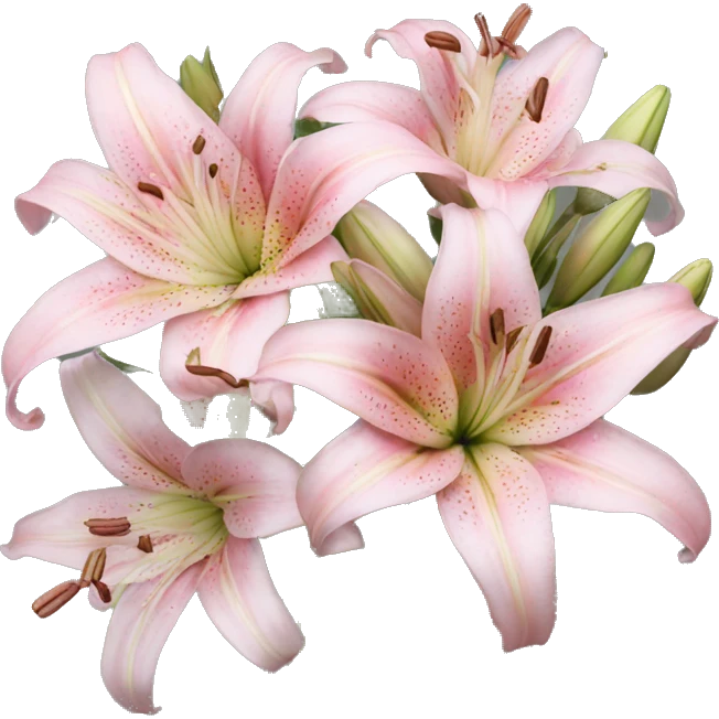 Flower Bouquet of pastel pink lilies realistic emoji