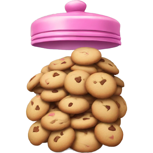 A pink cookie jar with cookies inside it emoji