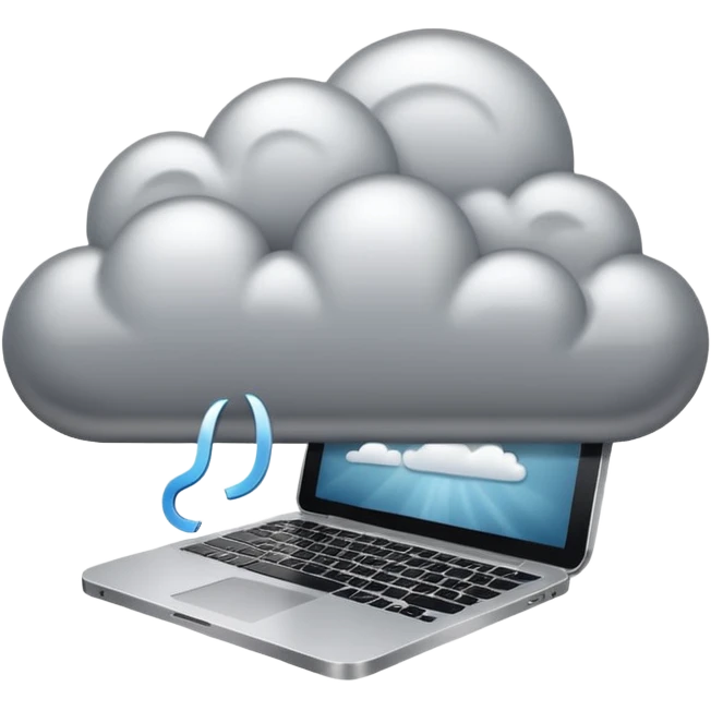 Computer transforming into a cloud emoji