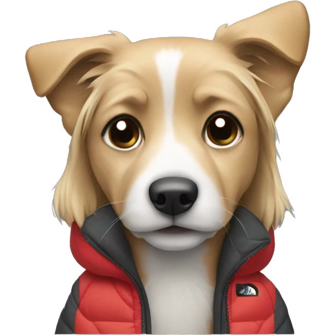 dog with north face jacket on emoji