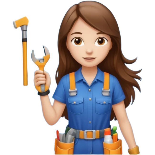 beautiful girl with long brown hair constructing new bathroom area with new shower and amenities  emoji