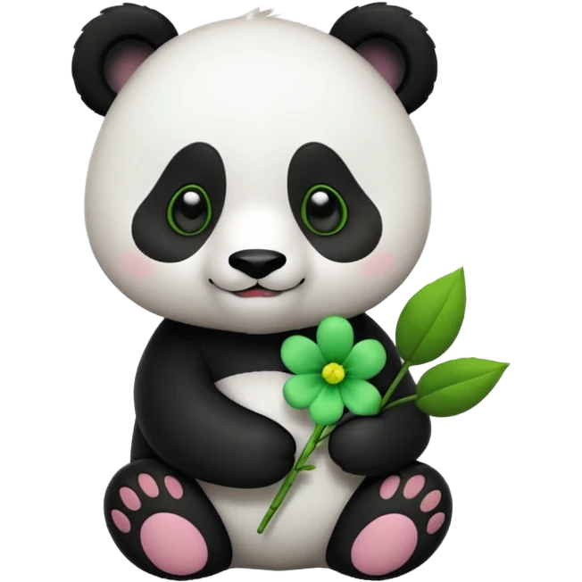 panda holding flower emoji