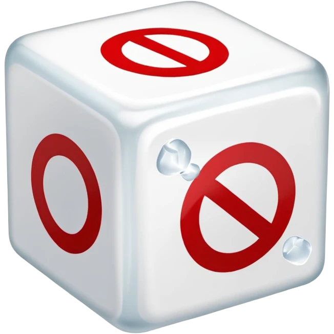 A sugar cube with a red prohibition sign over it, indicating sugar-free emoji