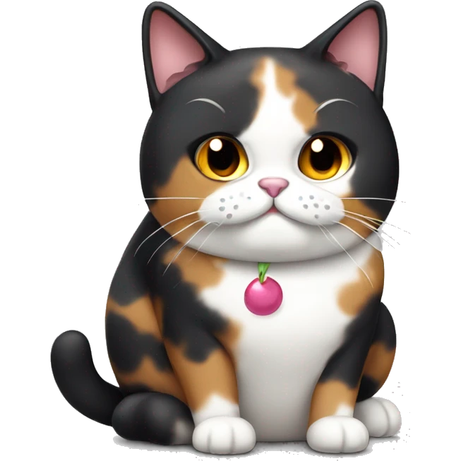 Fat calico cat with dark sundae emoji
