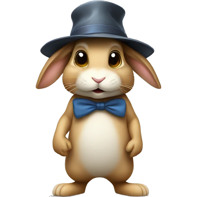 rabbit stands on two legs with a hat two ears emoji