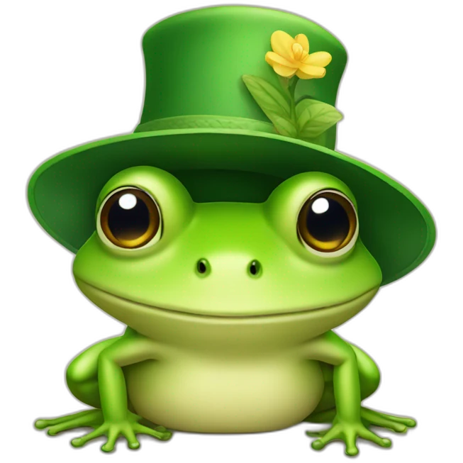 A frog with a hat emoji