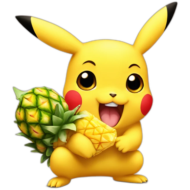 pikachu eating pineapple emoji