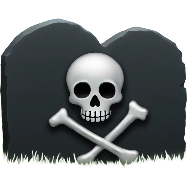 a black grave with the letters RIP on a silver heart emoji