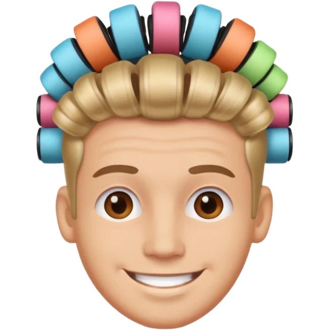 man with hair roller on head emoji