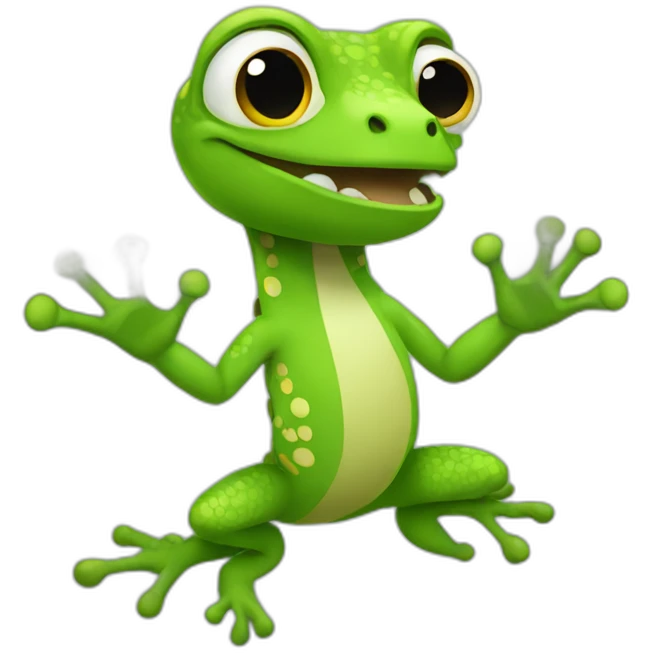 cool gecko with hands raised emoji