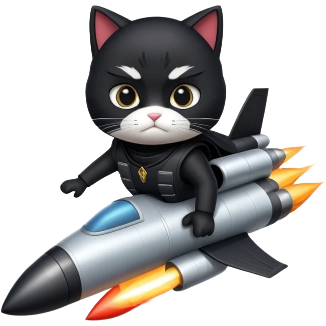 ninja cat piloting a rocket emoji