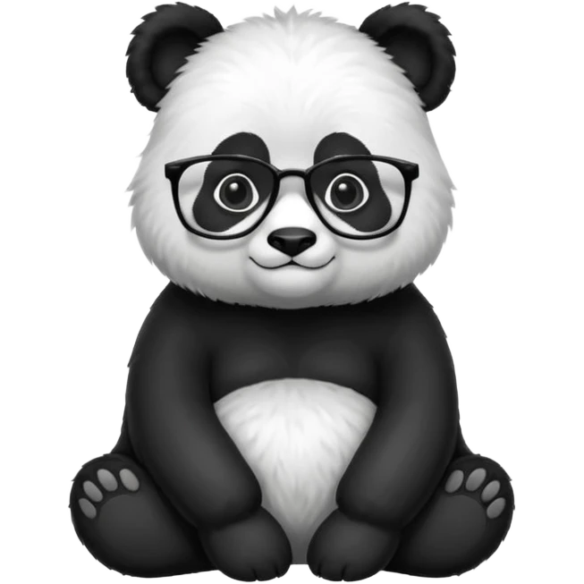panda sit alone with glasses full body emoji