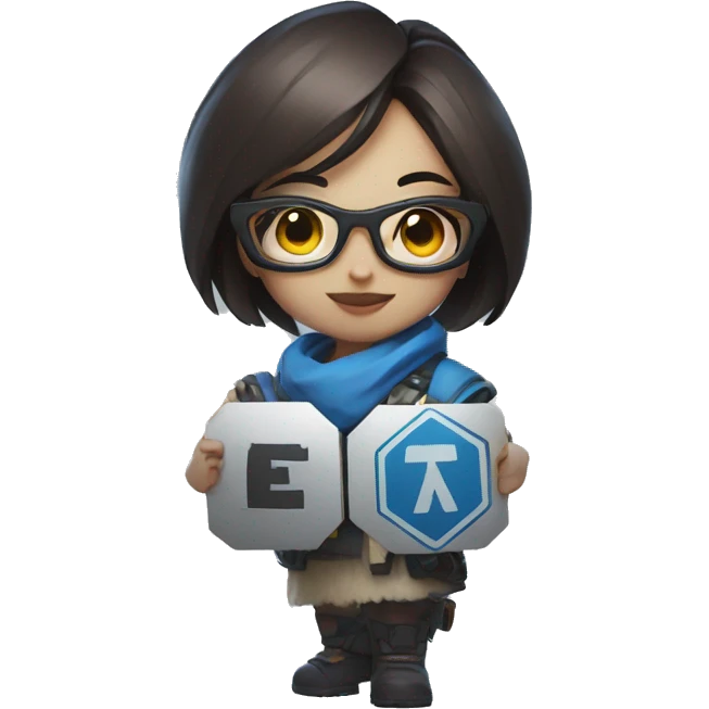 mei from overwatch posing with a piece sign emoji