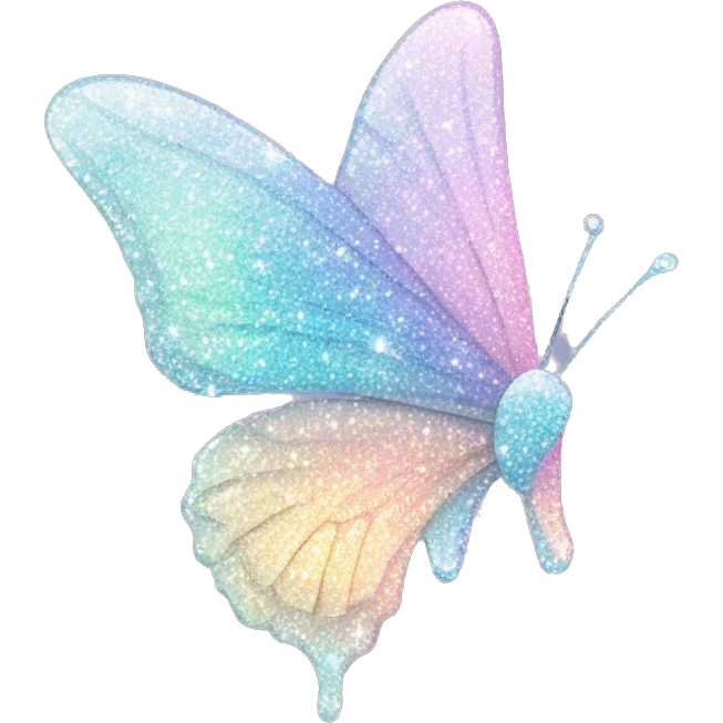 Pastel sparkly glittery shiny iridescent glass crystal butterfly emoji